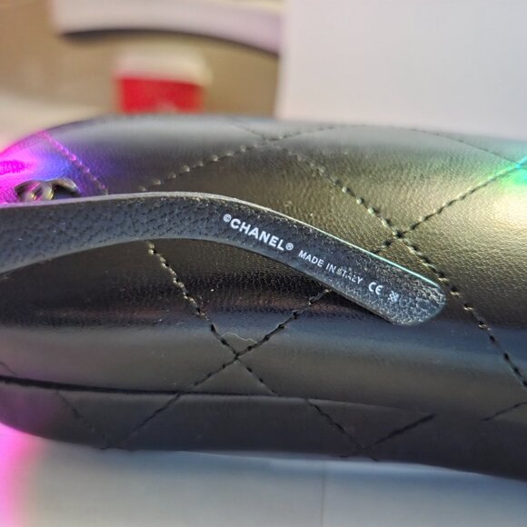 Chanel Black Quilted Leather Shield Sunglasses/Grey Lenses - 4155Q - Never Worn - Picture 10 of 15